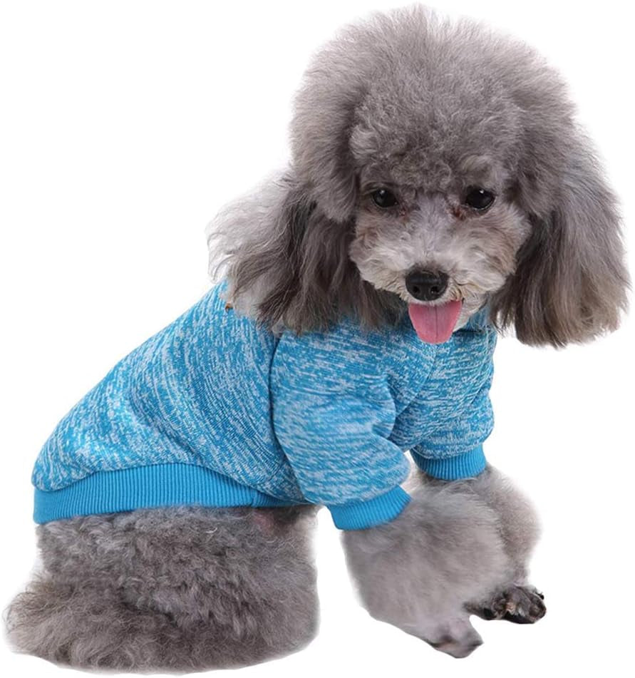Pet Dog Classic Knitwear Sweater Warm Winter Puppy Pet Coat Soft Sweater Clothing for Small Dogs (XXS, Light Blue)