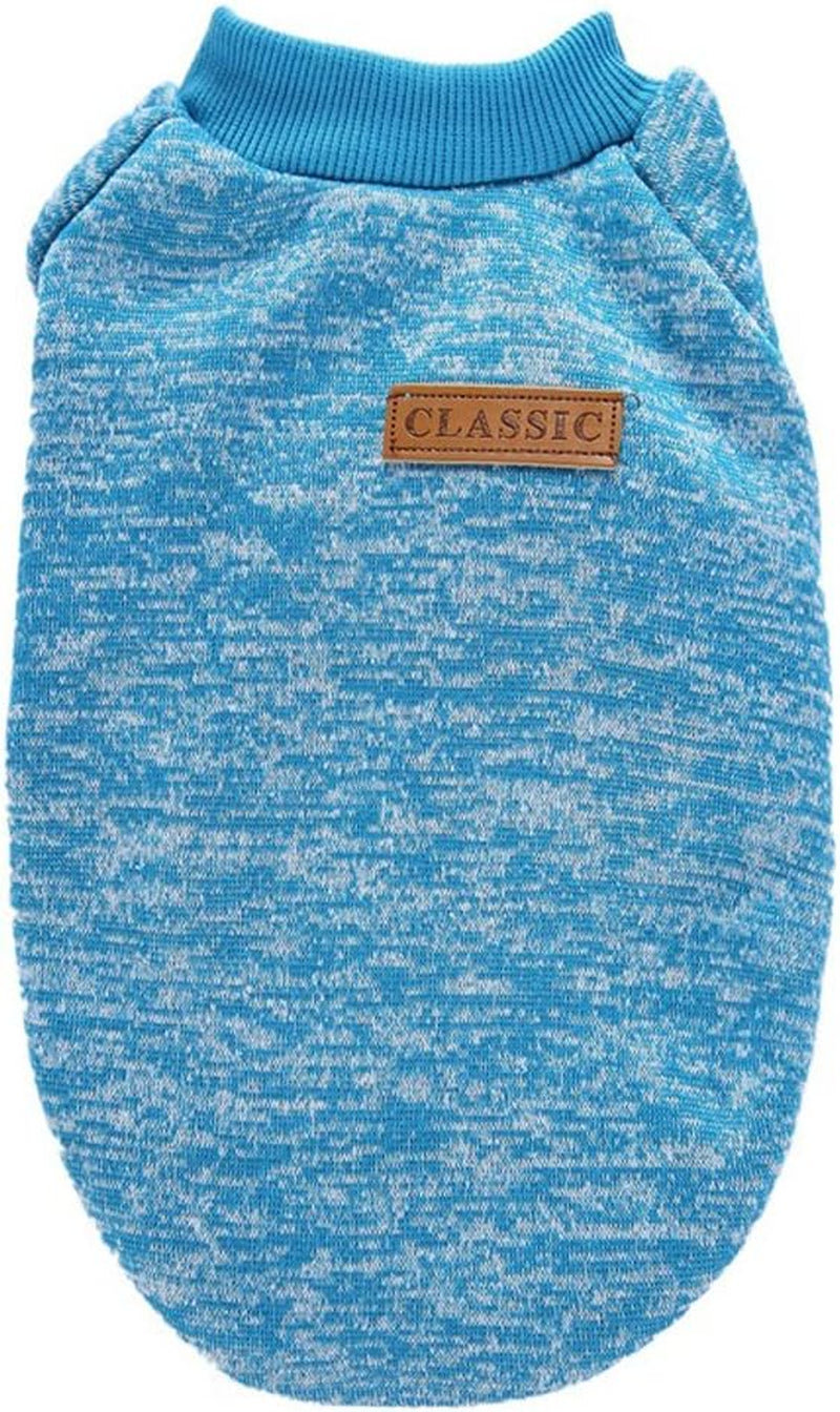Pet Dog Classic Knitwear Sweater Warm Winter Puppy Pet Coat Soft Sweater Clothing for Small Dogs (XXS, Light Blue)