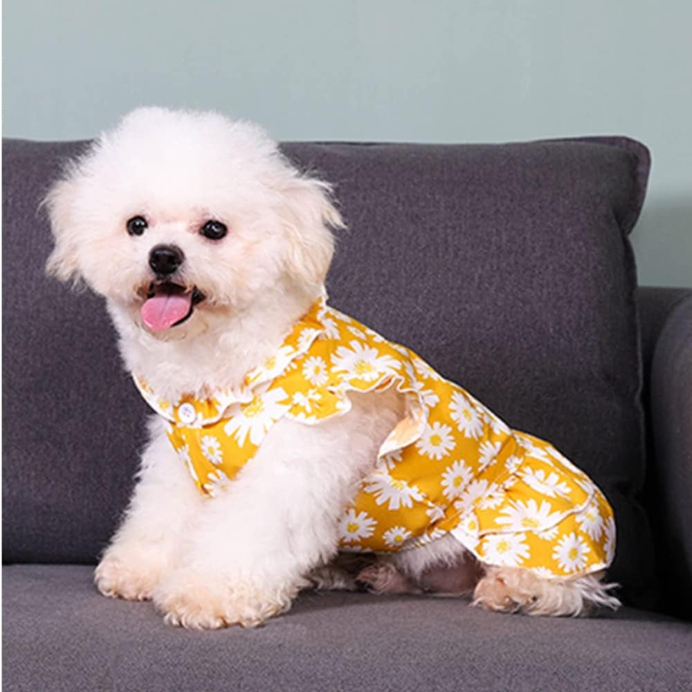 Girl Dog Clothes 3Pcs Dog Dog Dresses for Small Medium Large Dogs Summer Dog Wedding Dress Puppy Pet Birthday Outfit for Chihuahua Yorkie Dog Apparel and Accessories Small Yellow Small