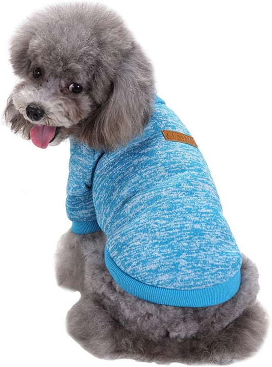 Pet Dog Classic Knitwear Sweater Warm Winter Puppy Pet Coat Soft Sweater Clothing for Small Dogs (XXS, Light Blue)