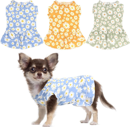 Girl Dog Clothes 3Pcs Dog Dog Dresses for Small Medium Large Dogs Summer Dog Wedding Dress Puppy Pet Birthday Outfit for Chihuahua Yorkie Dog Apparel and Accessories Small Yellow Small