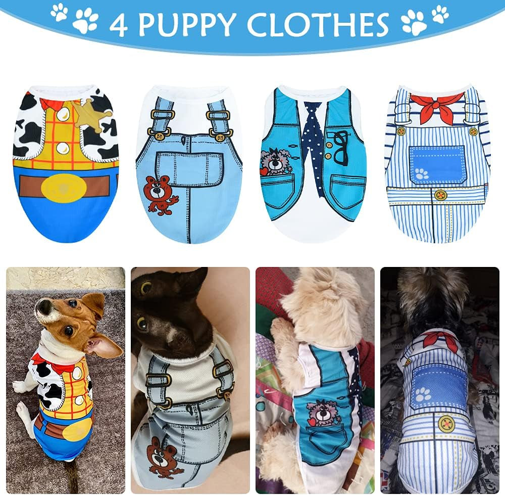 4 Pack Dog Clothes Pet Dog Clothes for Small Dogs Boy Girl Chihuahua Clothes Dog Shirt for Small Dogs Puppy Clothes Dog Shirt Small Dog Clothes Ropa Para Perros Dog Apparel & Accessories (XS)