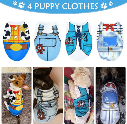 4 Pack Dog Clothes Pet Dog Clothes for Small Dogs Boy Girl Chihuahua Clothes Dog Shirt for Small Dogs Puppy Clothes Dog Shirt Small Dog Clothes Ropa Para Perros Dog Apparel & Accessories (XS)