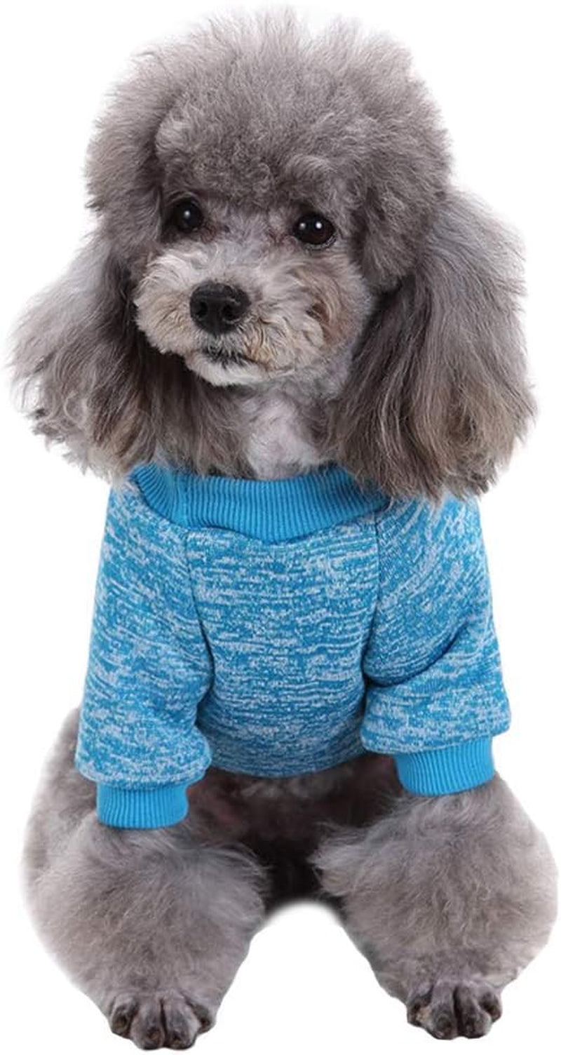 Pet Dog Classic Knitwear Sweater Warm Winter Puppy Pet Coat Soft Sweater Clothing for Small Dogs (XXS, Light Blue)